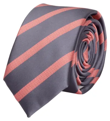 Produktbild von Fabio Farini - 1 Stück gestreifte Herren Krawatte - Tie mit Streifen in 6cm oder 8cm Breite Schmal (6cm), Grau/Lachs
