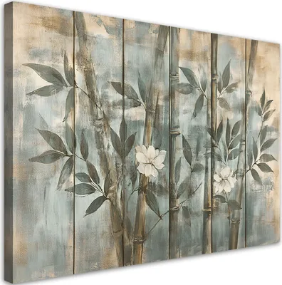 Produktbild von Feeby - Leinwand Bilder - Bambus Retro Vintage - 30x20 cm - Deko Wohnzimmer - Wandbilder Schlafzimmer - Deko Aesthetic - Wand Deko - Leinwand Groß - Deko Zimmer - Leinwandbilder XXL
