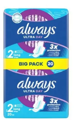 Produktbild von Always Damenbinden Ultra Day Größe 2 mit langen Flügeln, 20 Stück