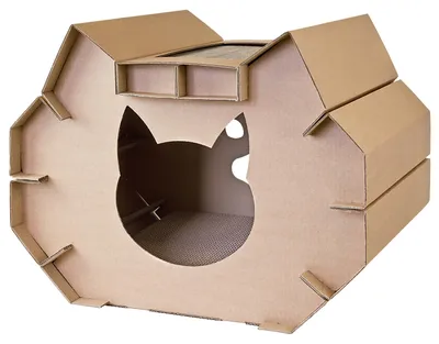 Image de XXL Lit de Chat Maison Chat Tapis à gratter Maison en carton Grotte de Chat Maisonnette pour chats avec carton à gratter Petigi