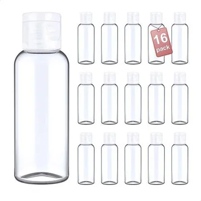 Immagine prodotto di Flaconi cosmetici con tappo a scatto, 16 da 60 ml, 11 da 100 ml, trasparenti