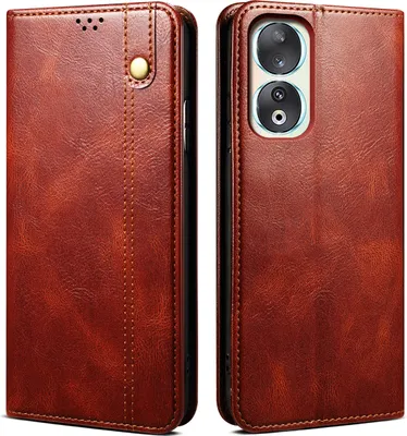 Produktbild von Honor 90 Pro Hülle, Leder Flip Brieftasche Schutzhülle mit Standfunktion für Honor 90 Pro Rot