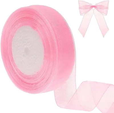 Immagine prodotto di Nastro di raso rosa per regali e decorazioni d'interni, 25 cm x 45 metri di lunghezza.