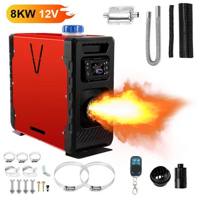 Produktbild von Jayseuw 8KW Diesel Standheizung All-in-One 5L, Auto Start/Stop, bluetooth/Fernbedienung/LCD, 12V/24V, Rot