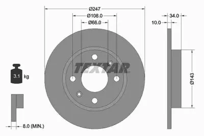 Produktbild von 2 Textar Bremsscheiben 247mm vorne für Citroen Peugeot