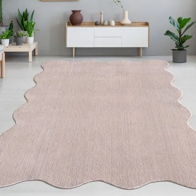 Obrázek produktu pro Designový koberec růžový měkký s moderním tvarem vln velikost - 140 x 200 cm