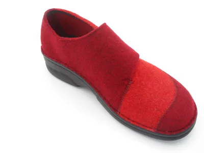 Produktbild von Berkemann Jarla, Damen-Hausschuh, rot Patch, Filz, Klettv., Wechselfussbett, Weite G 3558-242 40 2/3