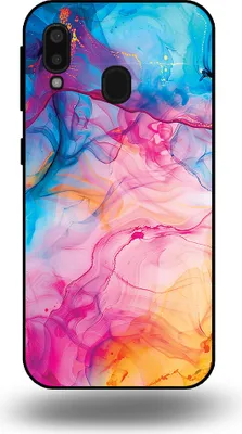 Produktbild von Smartphonica Telefon Fall geeignet für Samsung Galaxy A20E mit Regenbogen Acryl Marmor Druck - TPU Backcover Fall Regenbogen Acryl Marmor Design
