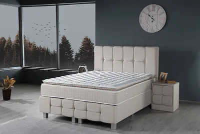 Produktbild von CAPRICE Cream Baumwolle Boxspringbett Stauraum Set 4 teilig 160x200 cm Matratze Topper inklusive Hydraulisch Stauraum Doppelbett