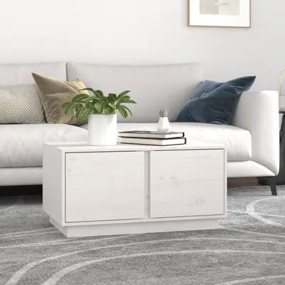 Produktbild von "2026 Promotion" Couchtisch Wohnzimmer - Kaffeetisch - Weiß - 80x50x40 cm Massivholz Kiefer - Sofatisch CC27851
