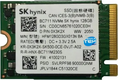 Obrázok produktu pre Sk Hynix BC711, SSD, M.2 2230, 128 GB, PCIe NVMe 3.0 X4, pevný disk, počítač