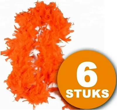 Produktbild von Orange Partykleidung | 6 Stück Orangenboa 180 cm | Partykleidung WM 2022 | Orange Dekoration Dekorationspaket Niederländische Nationalmannschaft Orange Paket