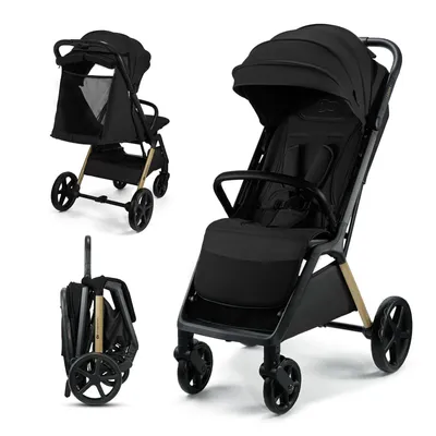 Produktbild von Kinderkraft LOOM – Grüner Buggy bis 27 kg, pannensichere Räder, leicht & kompakt, ideal für Reisen und Alltag, Schwarz