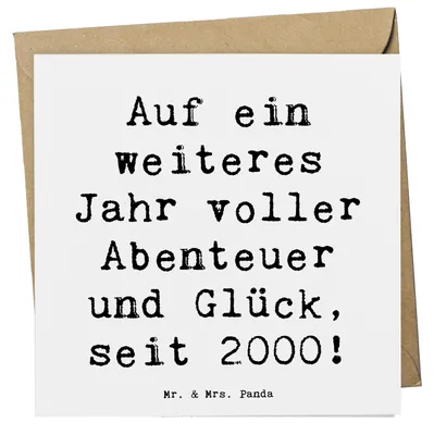 Produktbild von Mr. & Mrs. Panda Grußkarte Spruch 2000 Geburtstag Abenteuer Glück - Weiß - Geschenk, Geburtstagsgeschenk, Alter, nostalgischer, Jahrgang, Klappkarte, faltkarte, seit