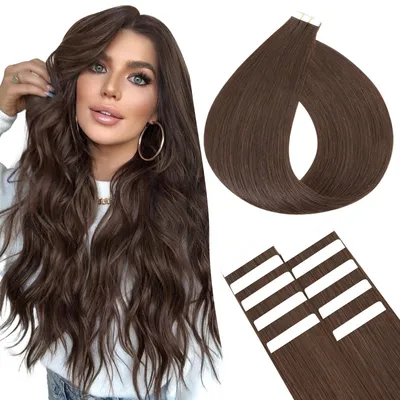 Image de Solidchoice - Extensions à ruban, 10 pièces en cheveux naturels, 16 pouces, brun foncé
