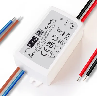 Obrázek produktu pro illuburg LED transformátor 24 V, 12 W pro LED pásky, svítidla, nábytek, vestavné LED napájecí zdroje, ovladače, transformátory