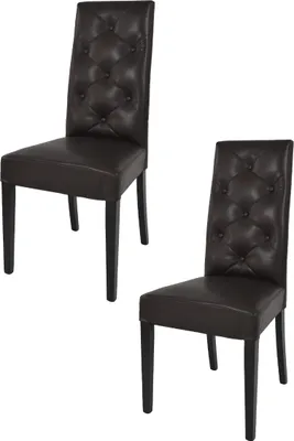 Immagine prodotto di t m c s Tommychairs - Set di 2 sedie moderne CHANTAL per cucina e sala da pranzo, struttura robusta in legno di faggio laccato colore wengé, imbottita e rivestita in Pelle finta colore marrone