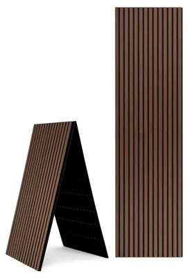 Produktbild von ISOISL Akustikpaneel Holz 240x60 cm faltbar, Holzlamellen Filz Walnuss, Wandpaneel Lamellenwand Wandverkleidung Schallschutz 1 Stück