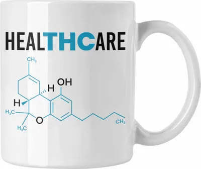 Produktbild von Trendation - THC Tasse "THC - Healthcare" Cannabis-Liebhaber (Weiß)