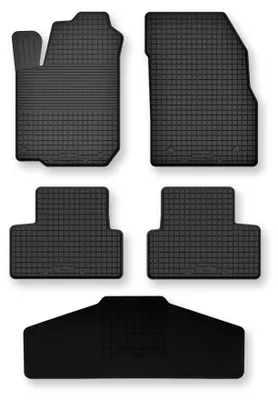 Image de Tapis de sol en caoutchouc + tunnel pour Peugeot 5008 I 2009-2017 (crossover) – 5 pièces, noirs, semi-universel, adapté