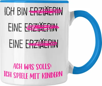 Produktbild von Trendation - Tasse Geschenk für Erzieherin Spruch Kindergärtnerin Geschenkidee (Blau)