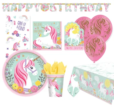 Produktbild von 68-teiliges Magisches Einhorn Party-Set für märchenhafte Geburtstage -