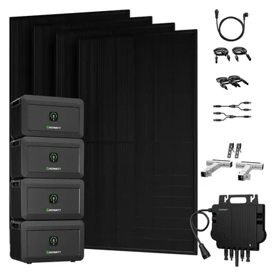 Produktbild von Powerness Balkonkraftwerk mit Speicher, 4x Growatt NOAH 2000 mit 2000W Module & Growatt 800W Mikro-Wechselrichter, 4x Balkon-Halterung(Silber) 0% VAT