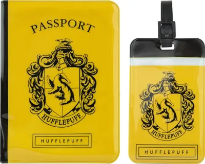 Zdjęcie produktu dla Zestaw przywieszek do bagażu i paszportów Harry'ego Pottera - Hufflepuff