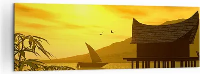 Produktbild von Bild auf Leinwand - Leinwandbild - Asien Berg Meer Felsen - 160x50cm - Wand Bild - Wanddeko - Leinwanddruck - Bilder - Kunstdruck - Wanddekoration - Leinwand bilder - Wandkunst - AB160x50-0363
