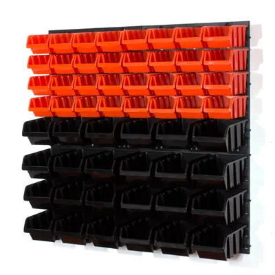 Productafbeelding van 56 stapelboxen met wandplank, 80 x 80 cm | opslagplanken voor aan de muur