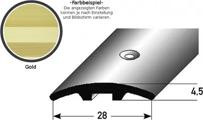 Produktbild von Stegübergangsprofil "Brüssel" / Übergangsschiene, 28 mm, Typ: 06 (Aluminium eloxiert)-goldfarbig-900-gebohrt