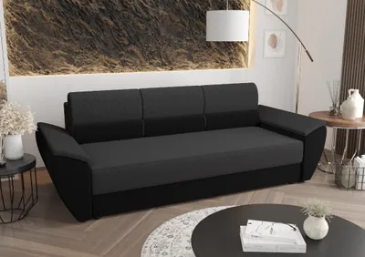 Produktbild von Roe Furniture | Schlafsofa - REBI BIS - 240x78 cm - Grau-Schwarz - Mit Schlaffunktion und Bettkasten - Sofa - Sofabett