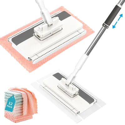 Imagen del producto de Mopa de microfibra con sistema de presión y 12 paños reutilizables