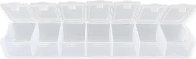 Immagine prodotto di Scatola di selezione per perline, trasparente, 15,5 x 3 x 1,8 cm, 7 scomparti