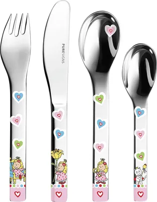 Produktbild von Puresigns Kinderbesteck Nelia 4teilig, Kleinkind-Besteck, Mehrfarbig, Edelstahl, Schaefer design, 4 Stück(e)