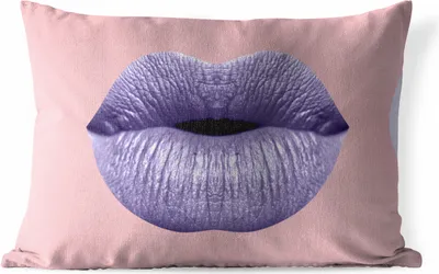 Produktbild von MuchoWow® Outdoor Kissen - Lippen - Pastell - Rosa - 60x40 cm - Wetterfest - Lounge Kissen - Zierkissen - Kissen für Innenräume