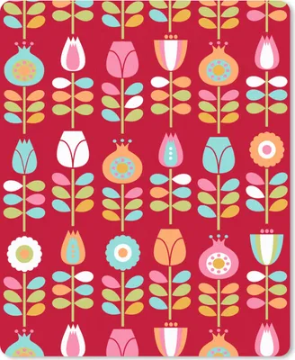 Produktbild von MuchoWow® Mauspad Mousepad Muster - Blumen - Retro - Rot 19x23 cm - Mousepads - Maus Mat - Pad - Mausunterlage - Mauspads - Spielen