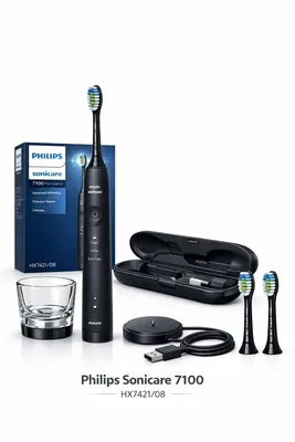 Produktbild von Philips Sonicare 7100 series 7100 HX7421/08 Wiederaufladbare Schallzahnbürste, Erwachsener, Schallzahnbürste, Sensibel, Zahnfleischpflege, Whitening, 62000 Bewegungen pro Minute, Schwarz, 2 min, 4 x 30 sec