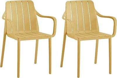 Produktbild von Stapelbare Gartenstühle Set von 2 - Wetterfest und UV-beständig - Für Balkon, Terrasse und Esszimmer