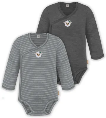 Produktbild von normani 2er Set Unisex Baby Wickelbody Langarm-Strampler
