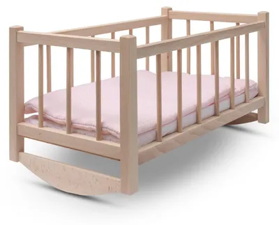 Produktbild von Puppenbett aus Holz mit Bettzeug Baby Mix