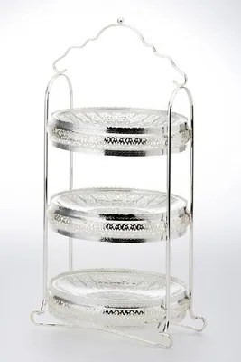 Produktbild von Etagere, 3-stöckig, versilbert, H 45 cm, Ø 20 cm