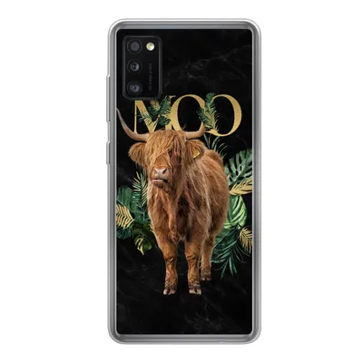 Produktbild von MuchoWow® Handyhülle Schutzhülle Hülle für Samsung Galaxy A41 Zauberspruch - Schottischer Hochländer - Pflanzen Silikon Softcase Handy Hülle - Mobiltelefon