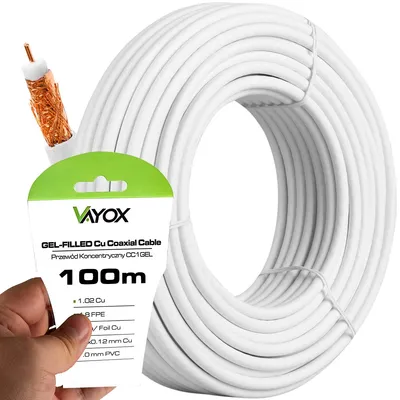 Immagine prodotto di Cavo d'antenna Vayox CC1 | 100 m | 1,02 Cu | 75Ohm | Foil Cu | Bianco