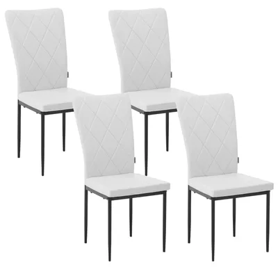 Zdjęcie produktu dla Krzesła - Krzesła do jadalni - Zestaw 4 krzeseł do jadalni, obite skórą - Ergonomiczne - Metalowe nogi - Wysokie oparcie