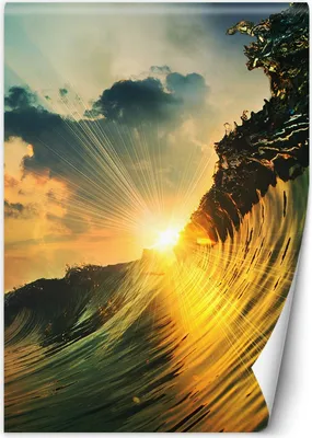Produktbild von Vlies fototapete Welle bei Sonnenuntergang 150x210 cm Feeby Gelb inkl. Kleber einfache Montage