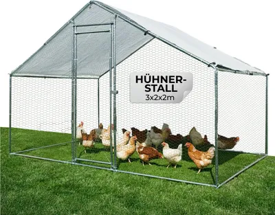 Produktbild von Hühnerstall Strend Pro, für Geflügel, Voliere, Käfig, Hühnerhaus, mit Dach, 3x2x2 m