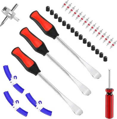 Produktbild von Motorradreifenkit - Radschutzset - Reifenwerkzeugset für Motorräder - 3 Stück - Metall - Schwarz - Universal