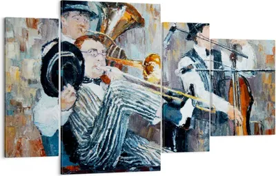 Produktbild von Bild auf Leinwand - Leinwandbild - Jazz Musik Musiker - 120x70cm - Wand Bild - Wanddeko - Leinwanddruck - Bilder - Kunstdruck - Wanddekoration - Leinwand bilder - Wandkunst - DL120x70-3422