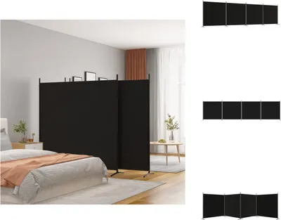 Image de vidaXL Paravent noir 4 pièces 698x180 cm Tissu - Séparation de pièce